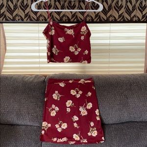 Maroon Floral Terno